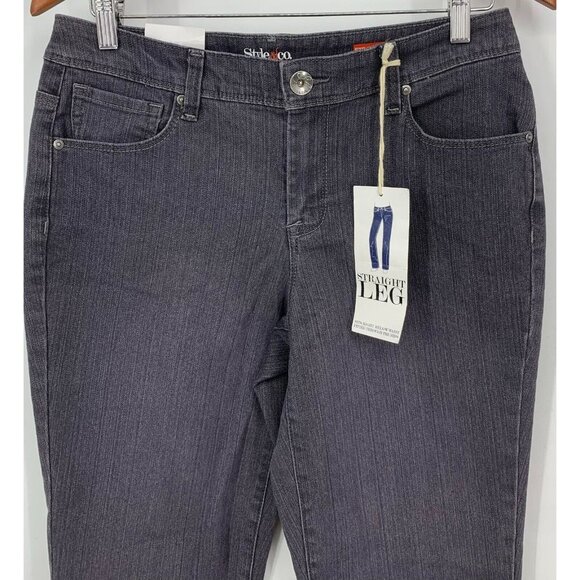 Style & Co Jeans Size 6 Grey Straight Leg Cool Stretch Denim Mid Rise Women New - Picture 2 of 8